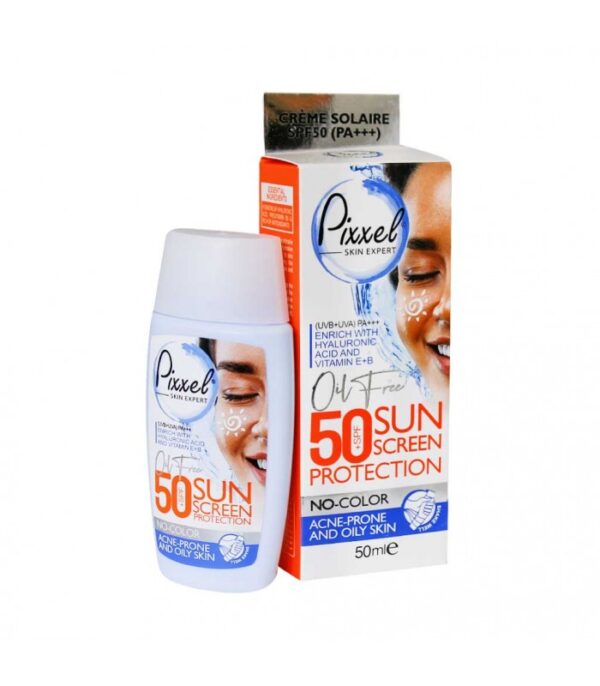 کرم ضد آفتاب بدون رنگ پیکسل spf50 مناسب پوست چرب و جوشدار 50ml