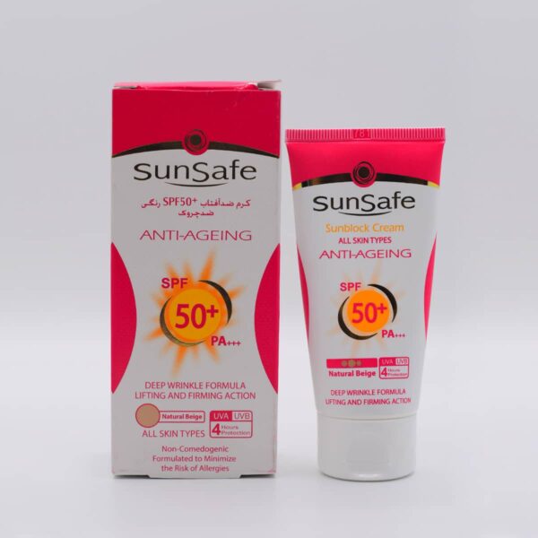 کرم ضد آفتاب و ضد چروک رنگی SPF 50 سان سیف بژ روشن